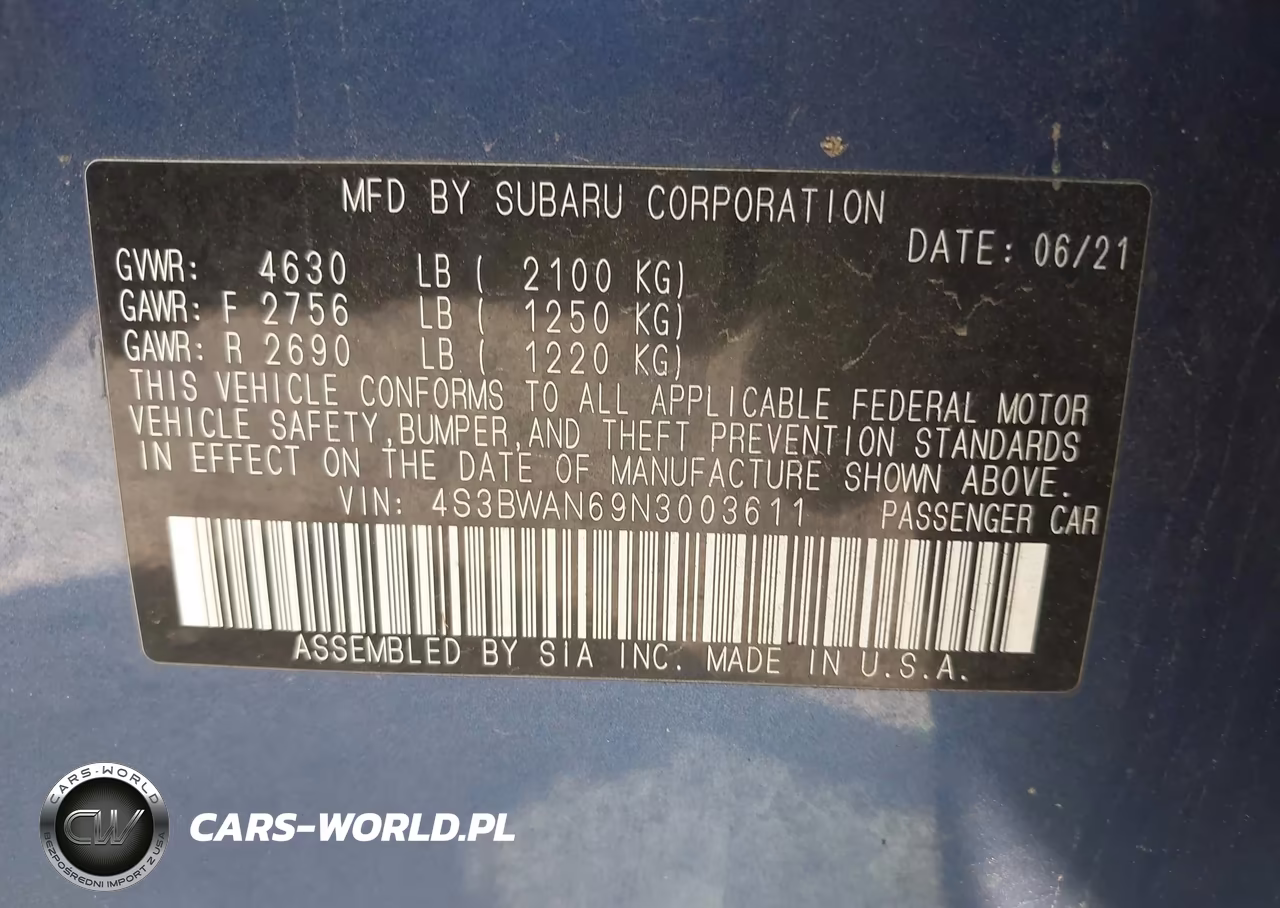 2022 Subaru Legacy Limited VIN:4S3BWAN69N3003611 - 9