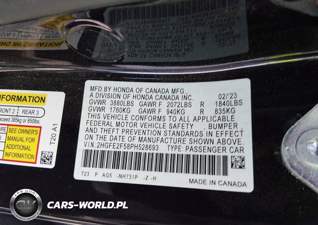 2023 Honda Civic Sport VIN:2HGFE2F58PH528693 - 9