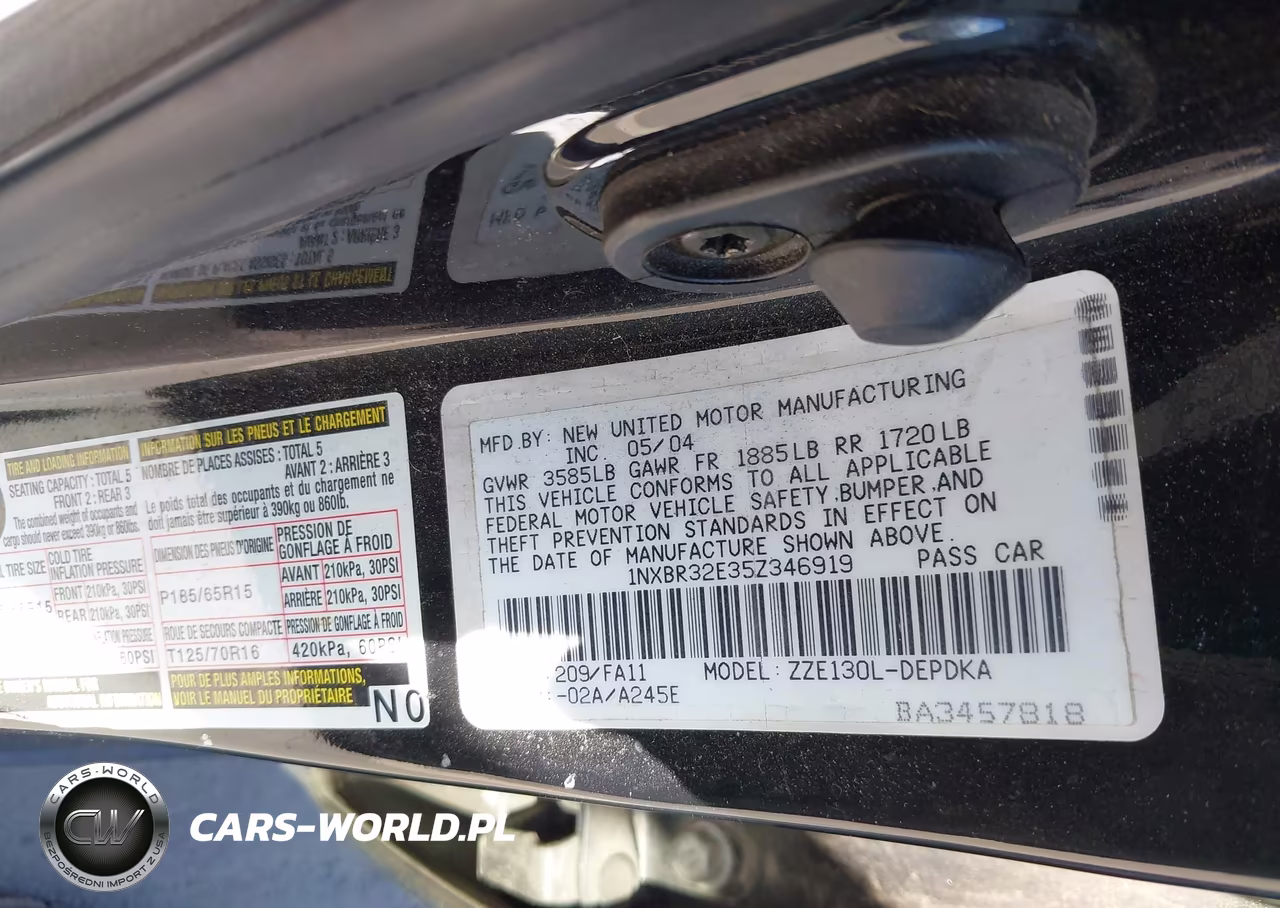 2005 Toyota Corolla Ce VIN:1NXBR32E35Z346919 - 9