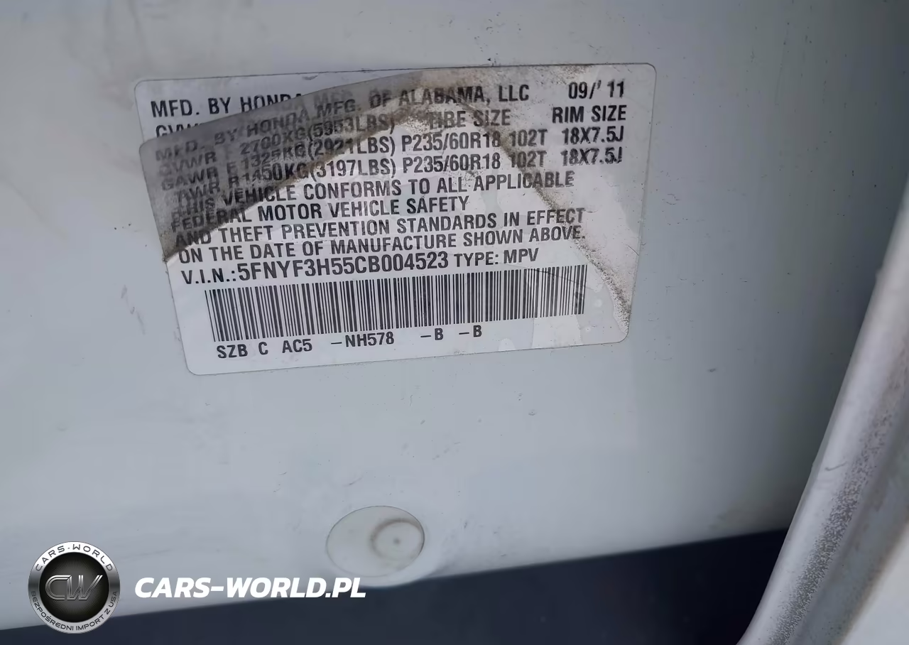 2012 Honda Pilot Ex-L VIN:5FNYF3H55CB004523 - 9