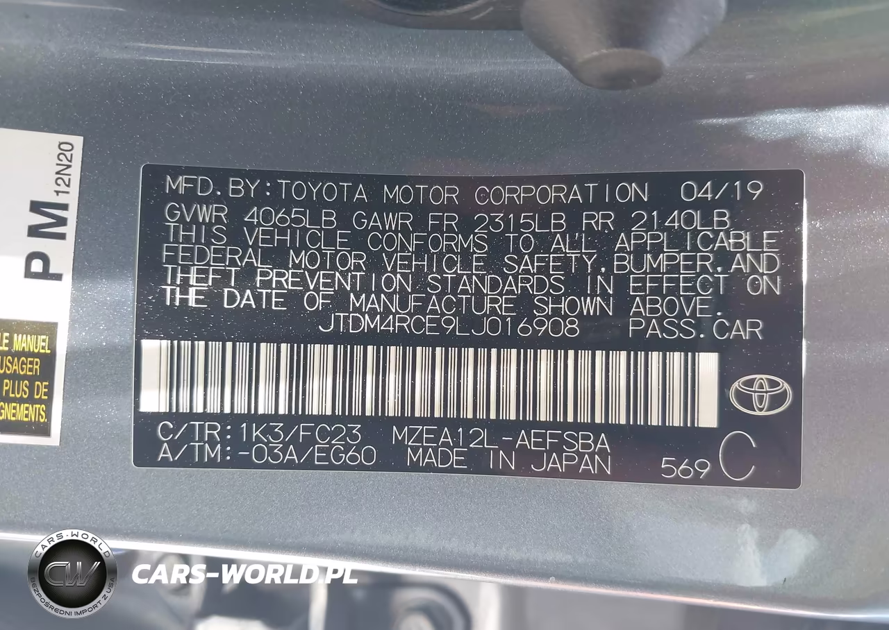 2020 Toyota Corolla Se 6Mt VIN:JTDM4RCE9LJ016908 - 9