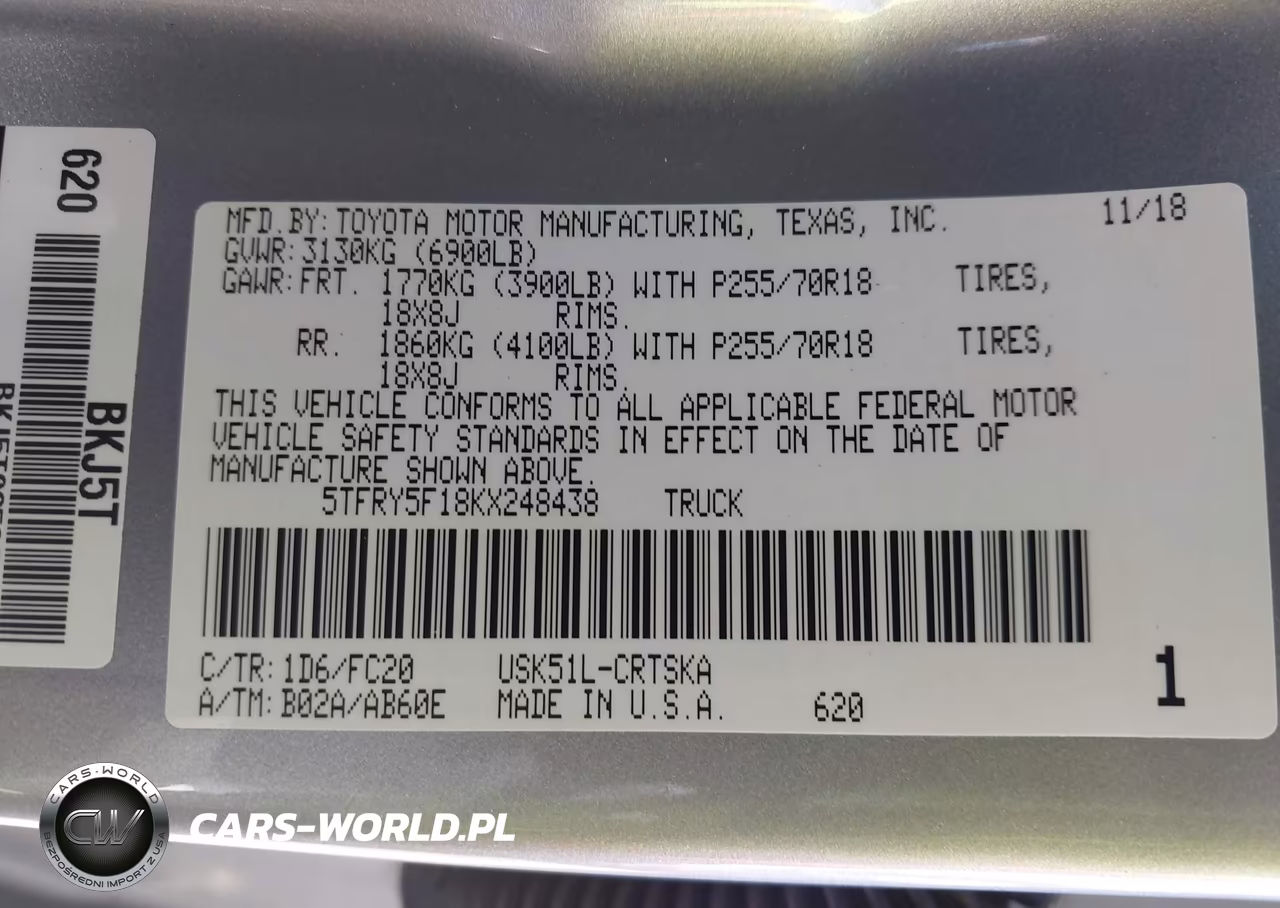 2019 Toyota Tundra Sr5 5.7L V8 VIN:5TFRY5F18KX248438 - 9