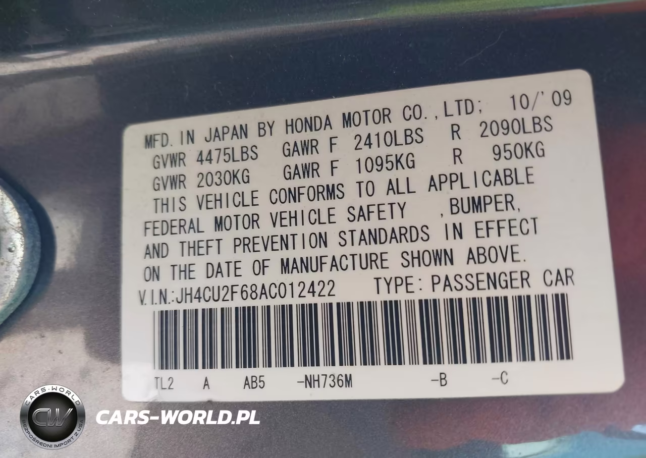 2010 Acura Tsx 2.4 VIN:JH4CU2F68AC012422 - 9