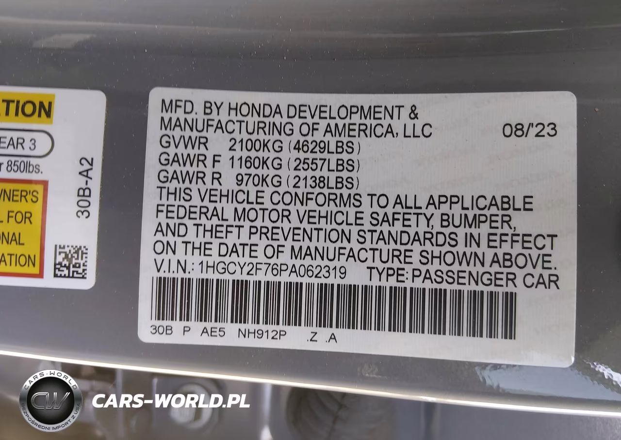 2023 Honda Accord Hybrid Sport-L VIN:1HGCY2F76PA062319 - 9