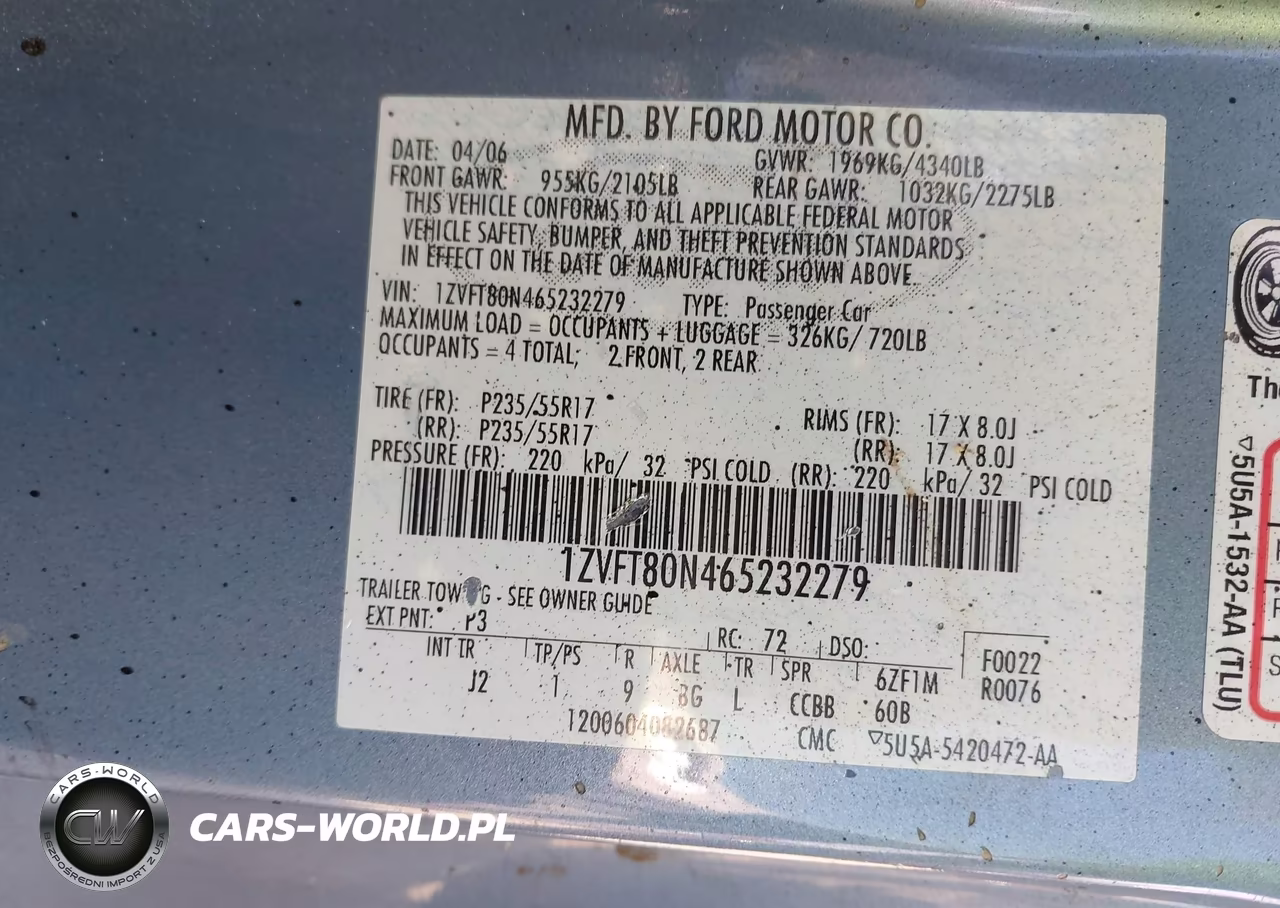 2006 Ford Mustang V6 VIN:1ZVFT80N465232279 - 9