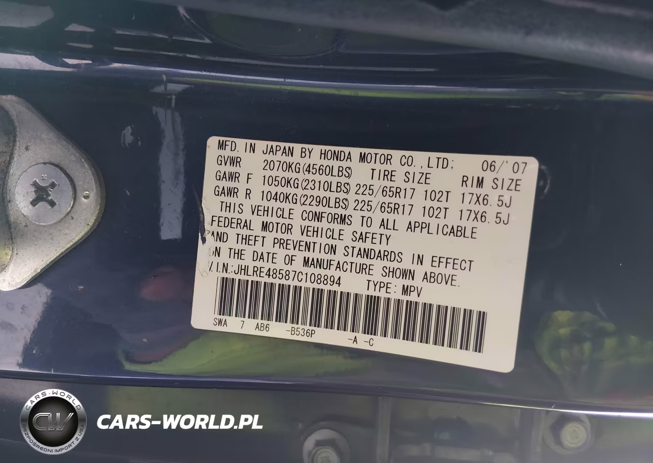 2007 Honda Cr-V Ex VIN:JHLRE48587C108894 - 9