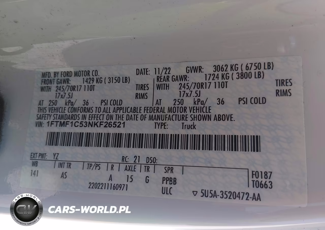 2022 Ford F-150 Xl VIN:1FTMF1C53NKF26521 - 9