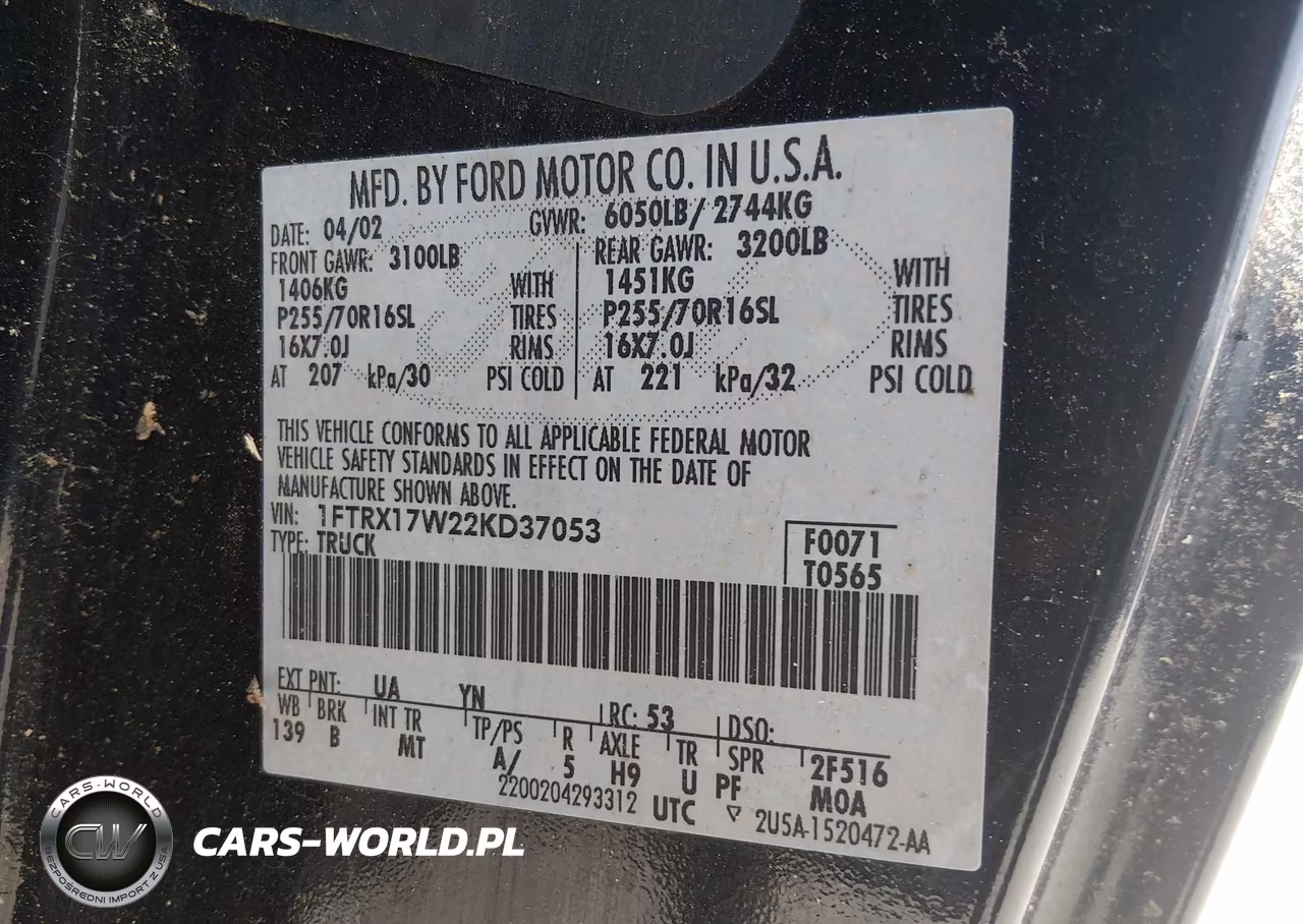 2002 Ford F-150 Lariat-Xl-Xlt VIN:1FTRX17W22KD37053 - 9
