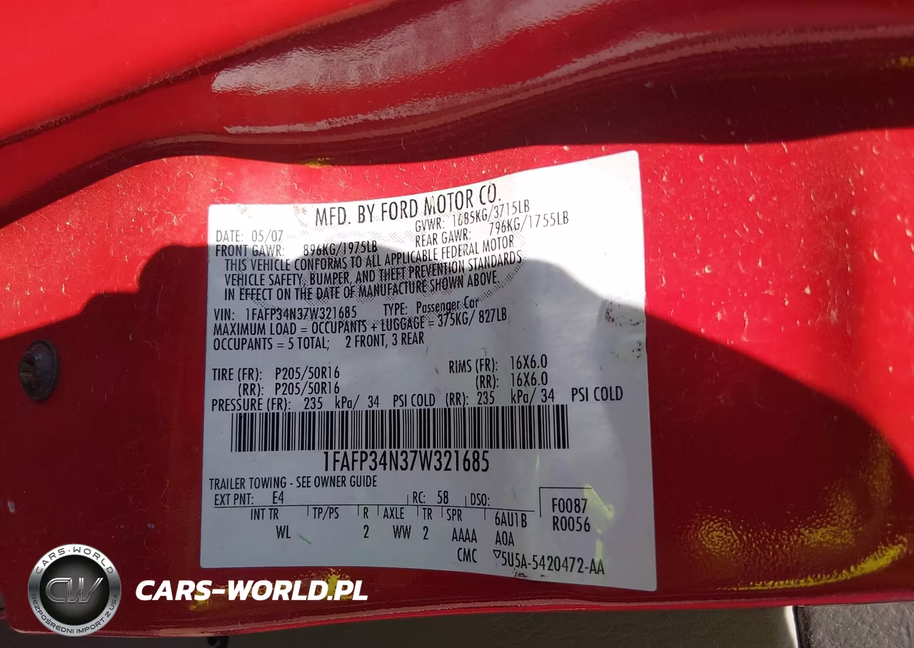 2007 Ford Focus S-Se-Ses VIN:1FAFP34N37W321685 - 9