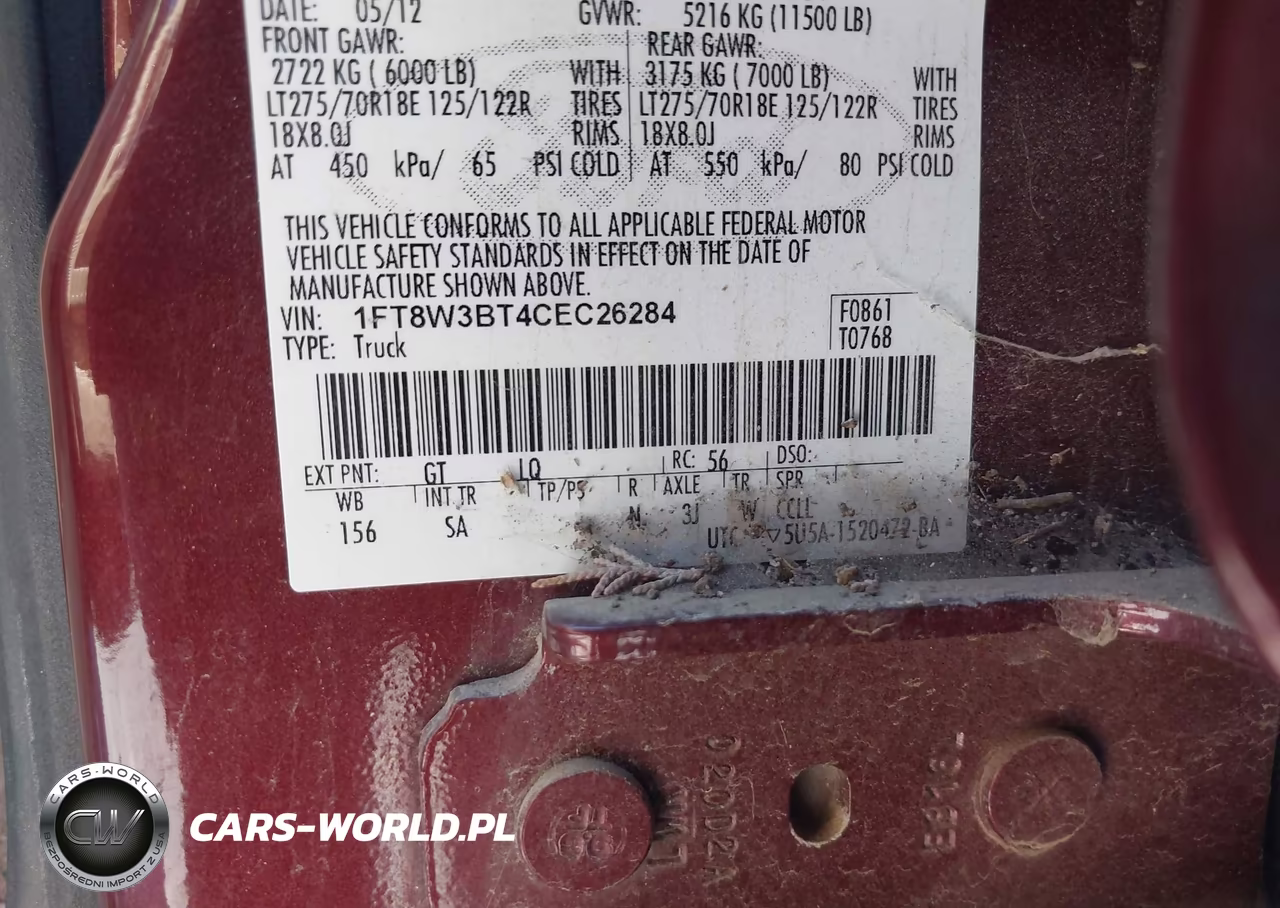 2012 Ford F-350 Lariat VIN:1FT8W3BT4CEC26284 - 8