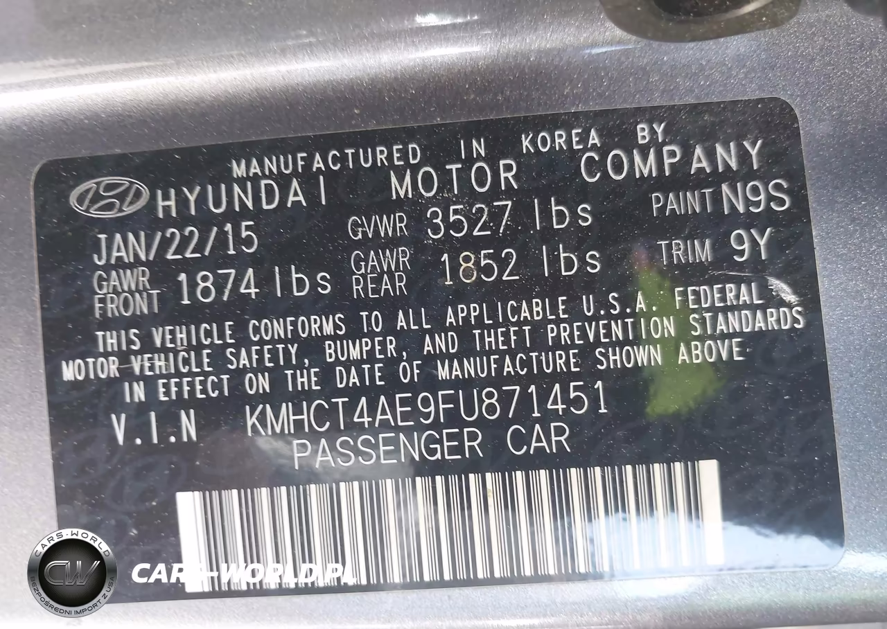 2015 Hyundai Accent Gls VIN:KMHCT4AE9FU871451 - 9