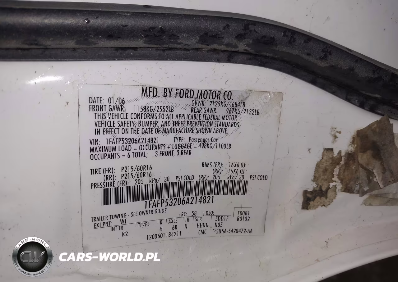 2006 Ford Taurus Se VIN:1FAFP53206A214821 - 9