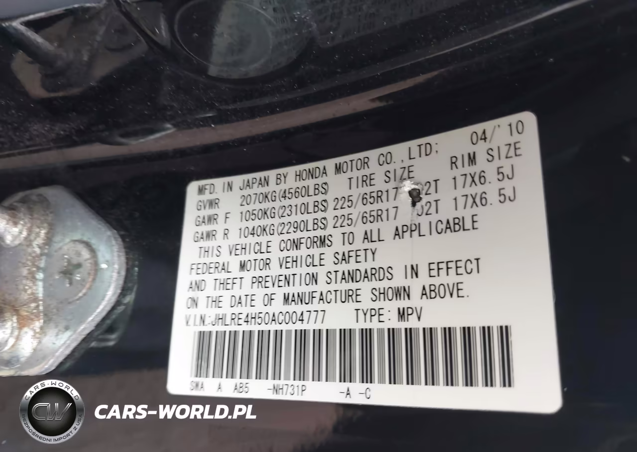 2010 Honda Cr-V Ex VIN:JHLRE4H50AC004777 - 9
