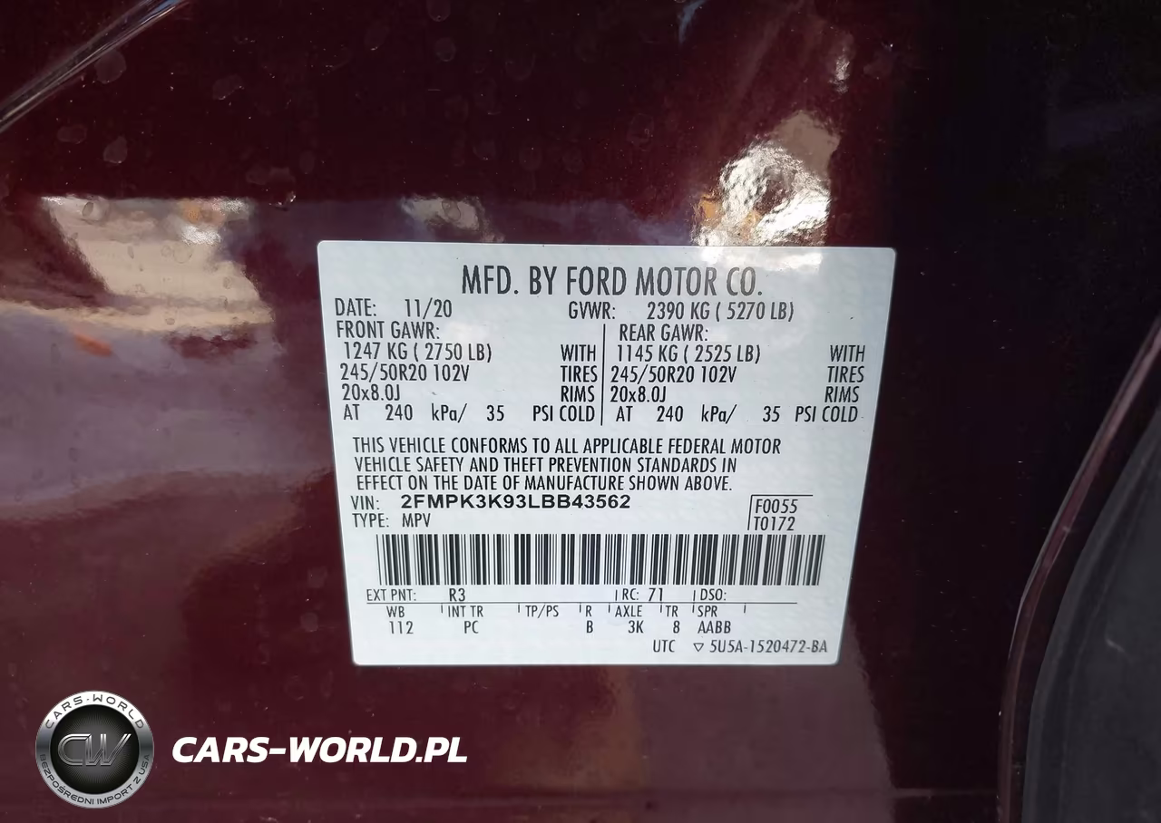 2020 Ford Edge Titanium VIN:2FMPK3K93LBB43562 - 9