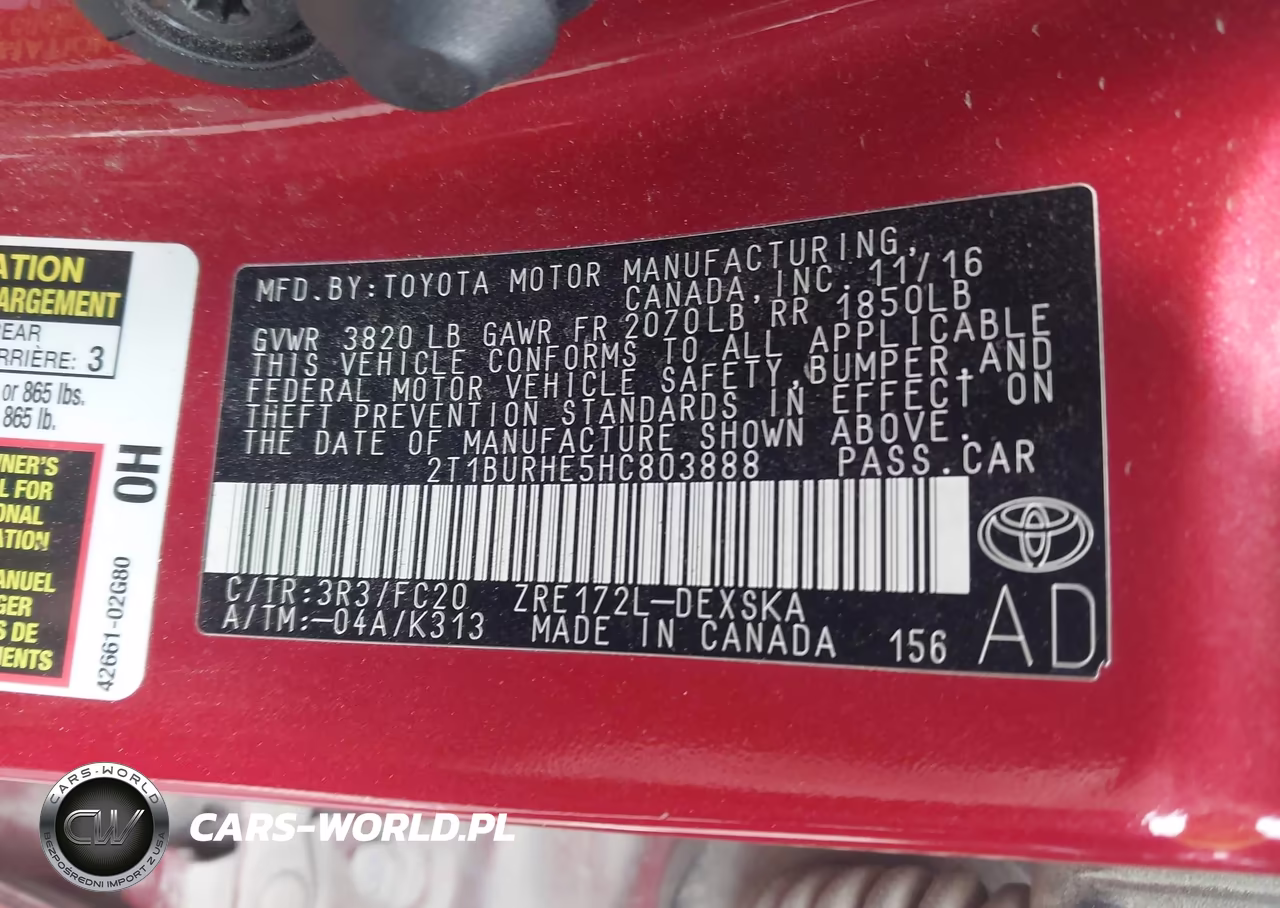 2017 Toyota Corolla Se VIN:2T1BURHE5HC803888 - 9