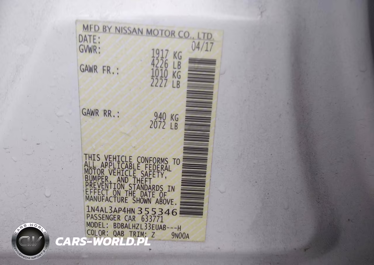 2017 Nissan Altima 2.5 Sr VIN:1N4AL3AP4HN355346 - 9