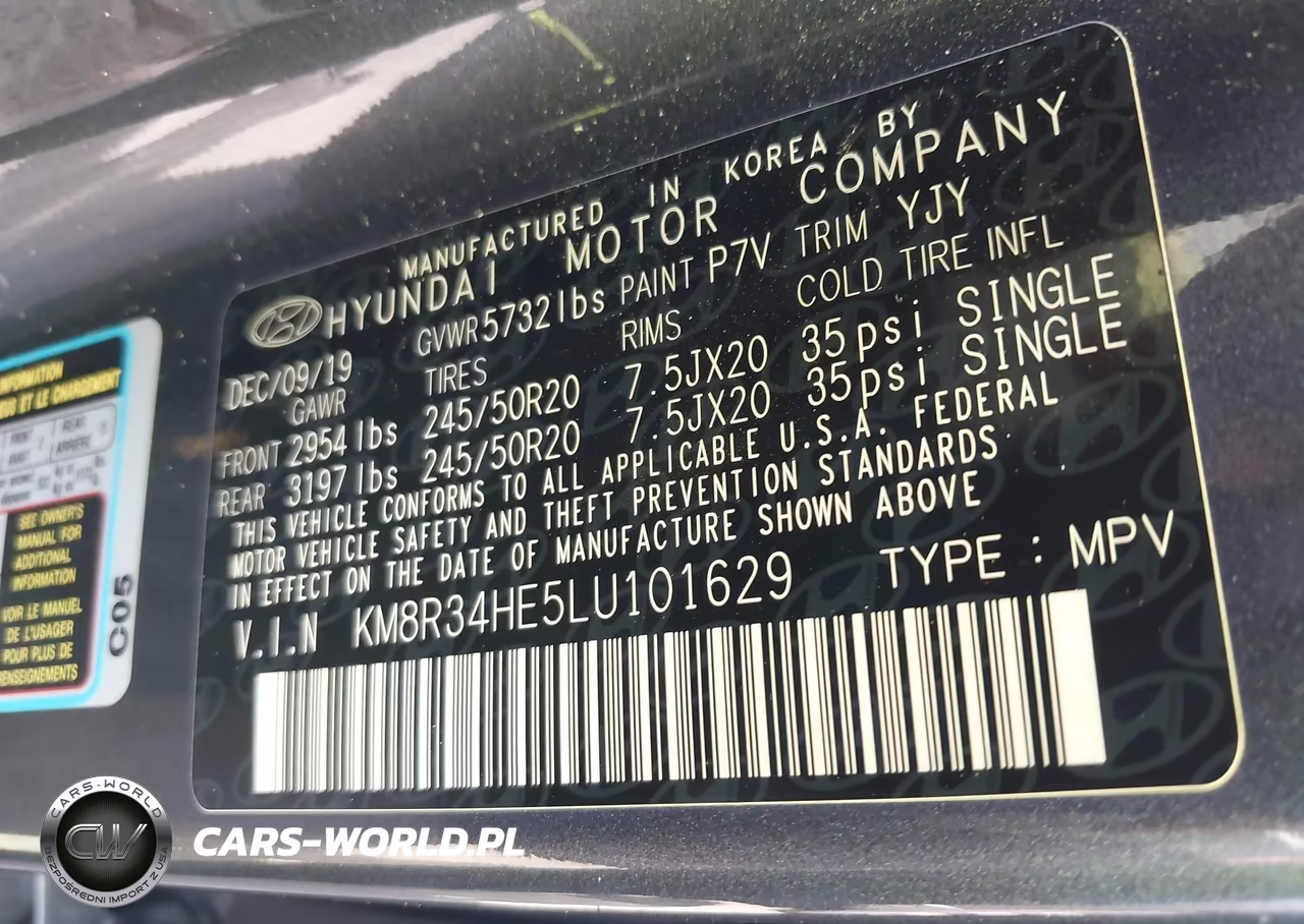 2020 Hyundai Palisade Sel VIN:KM8R34HE5LU101629 - 9