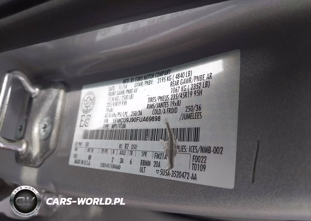 2015 Ford Escape Titanium VIN:1FMCU9J90FUA69898 - 9