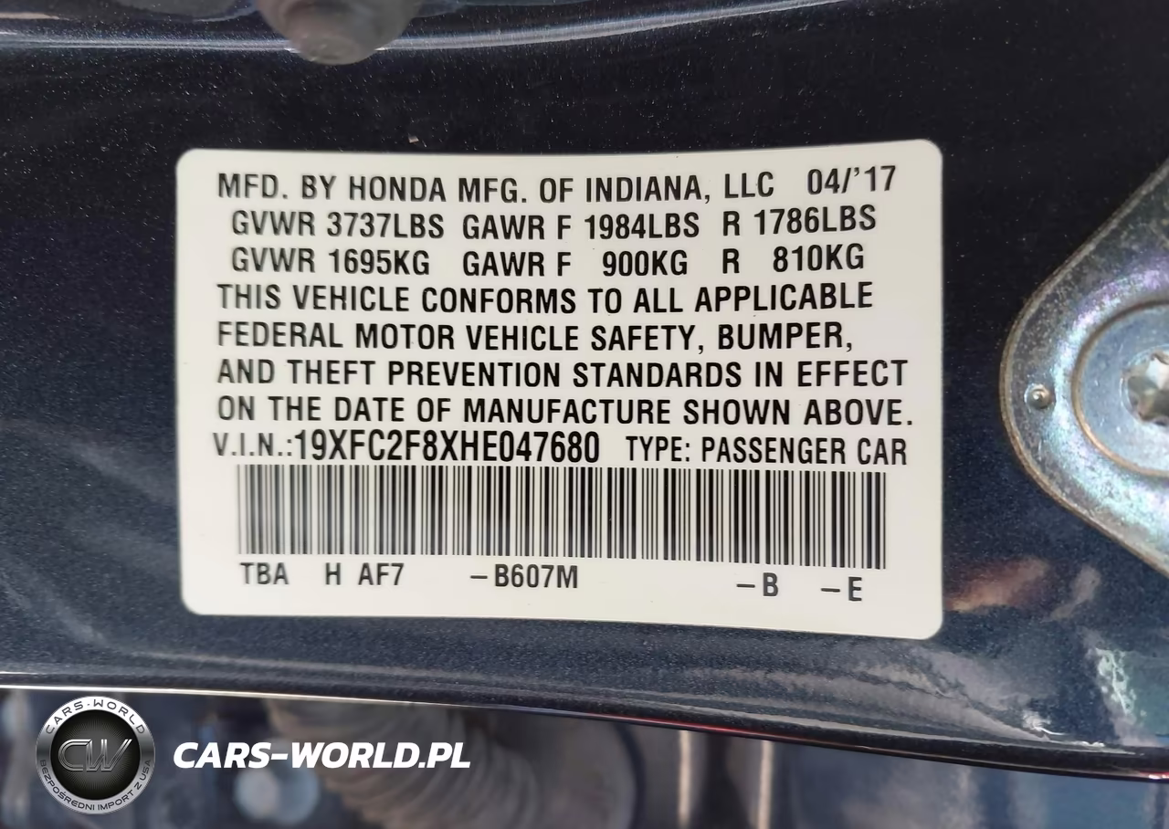 2017 Honda Civic Ex VIN:19XFC2F8XHE047680 - 9