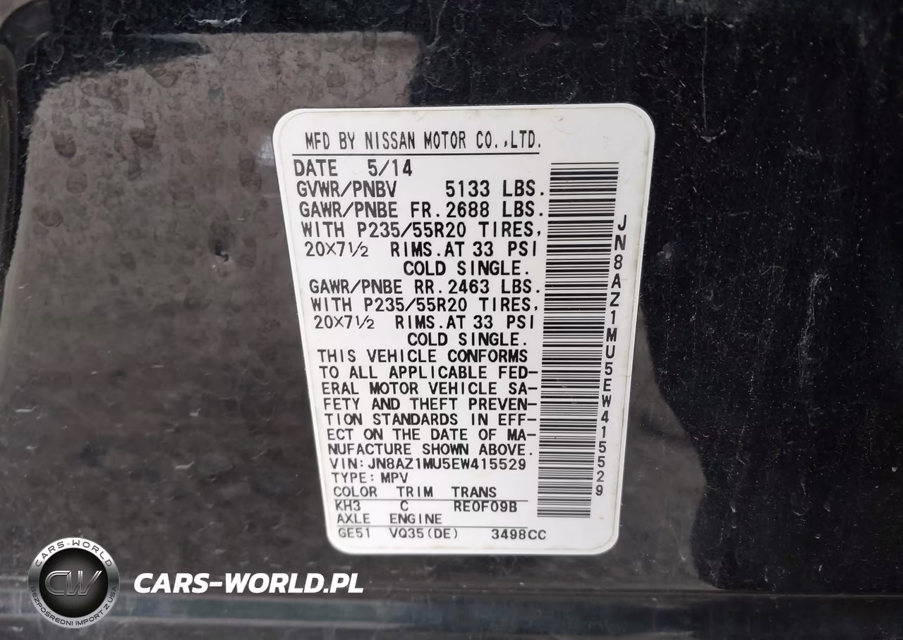 2014 Nissan Murano Le VIN:JN8AZ1MU5EW415529 - 9