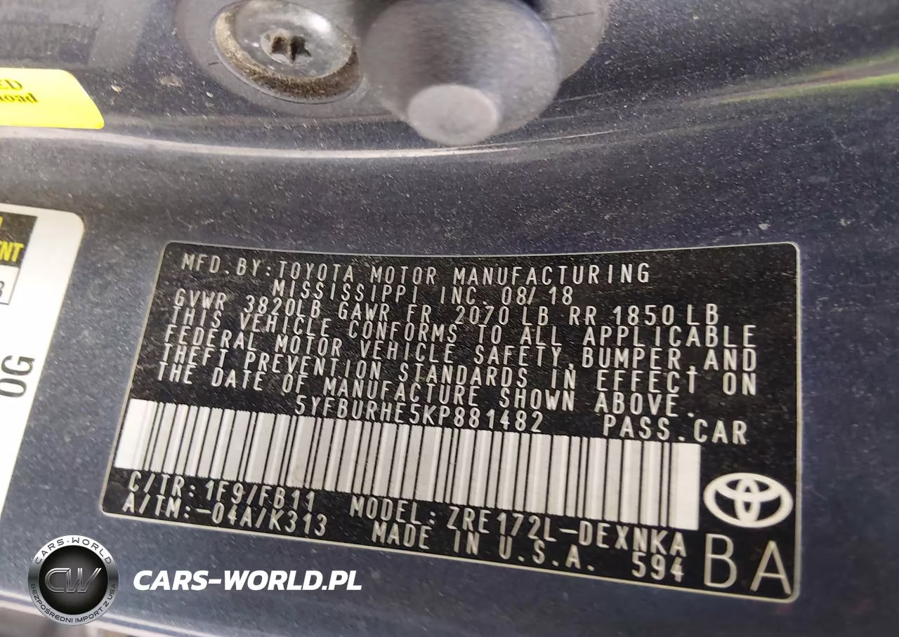 2019 Toyota Corolla Le VIN:5YFBURHE5KP881482 - 9