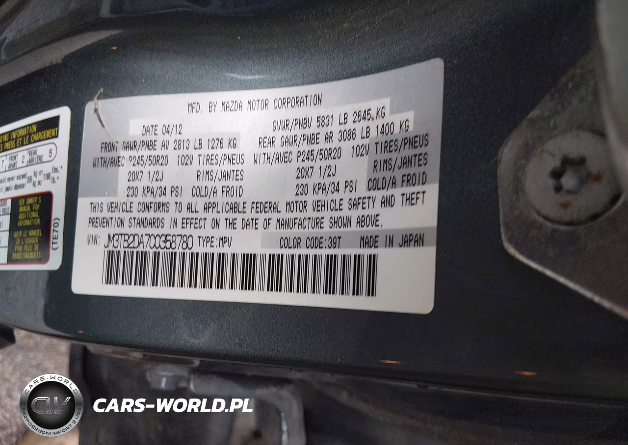 2012 Mazda Cx-9 Grand Touring VIN:JM3TB2DA7C0358780 - 9