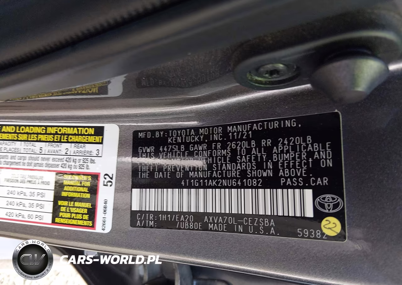 2022 Toyota Camry Se VIN:4T1G11AK2NU641082 - 9