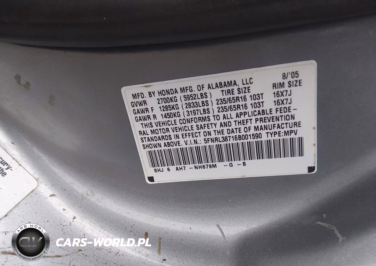 2006 Honda Odyssey Ex-L VIN:5FNRL38716B001590 - 9