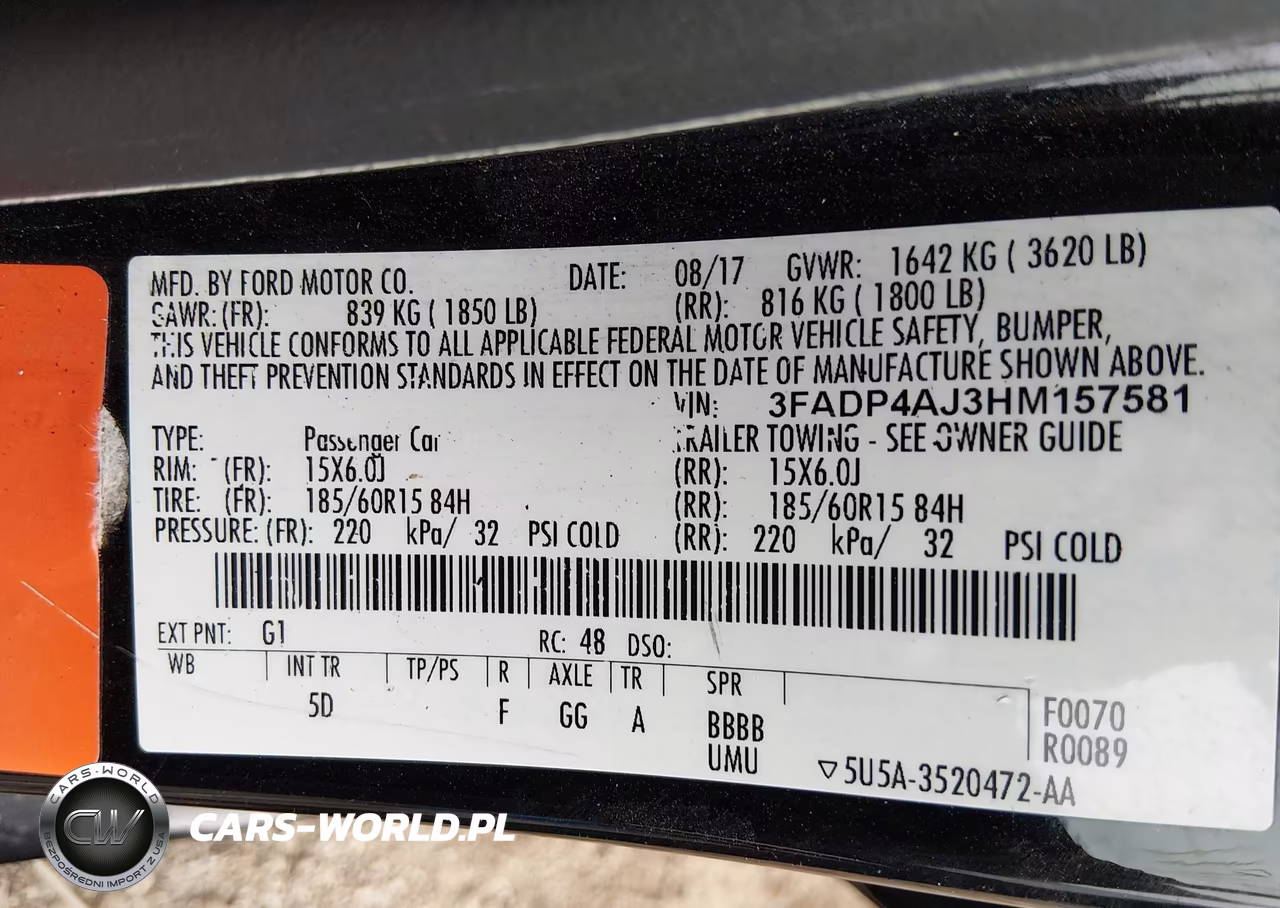 2017 Ford Fiesta S VIN:3FADP4AJ3HM157581 - 9