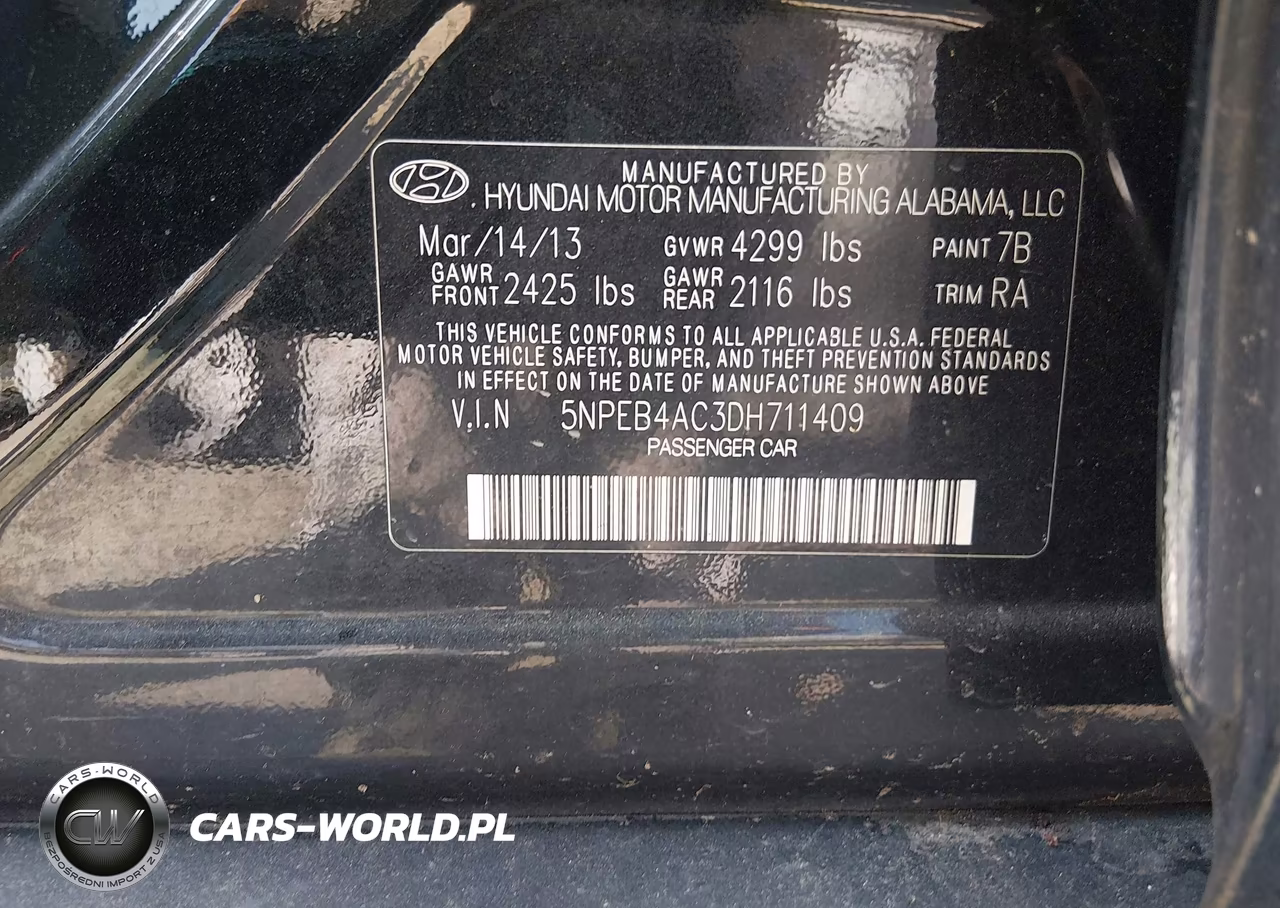 2013 Hyundai Sonata Gls VIN:5NPEB4AC3DH711409 - 9