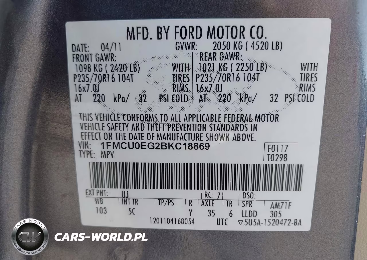 2011 Ford Escape Limited VIN:1FMCU0EG2BKC18869 - 9