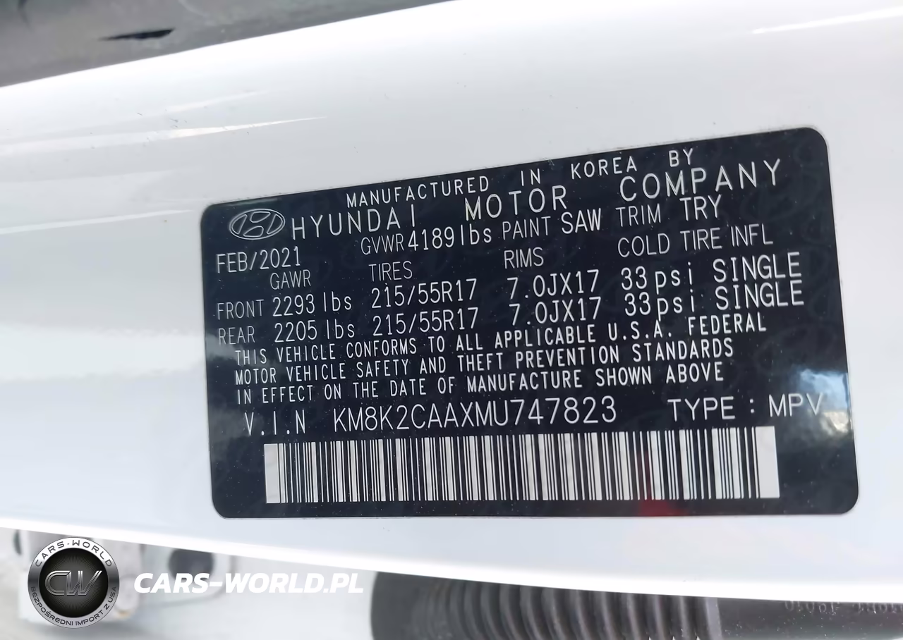 2021 Hyundai Kona Sel VIN:KM8K2CAAXMU747823 - 9