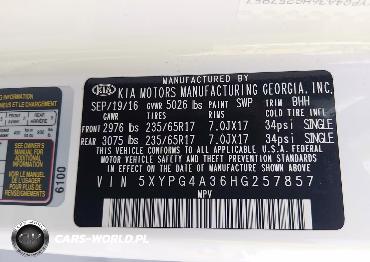 2017 Kia Sorento 2.4L Lx VIN:5XYPG4A36HG257857 - 9