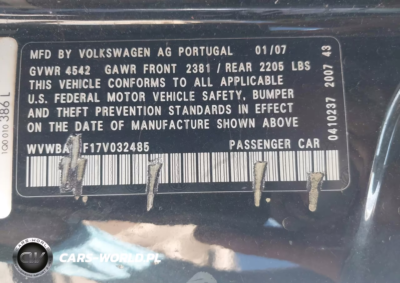 2007 Volkswagen Eos 2.0T VIN:WVWBA71F17V032485 - 9