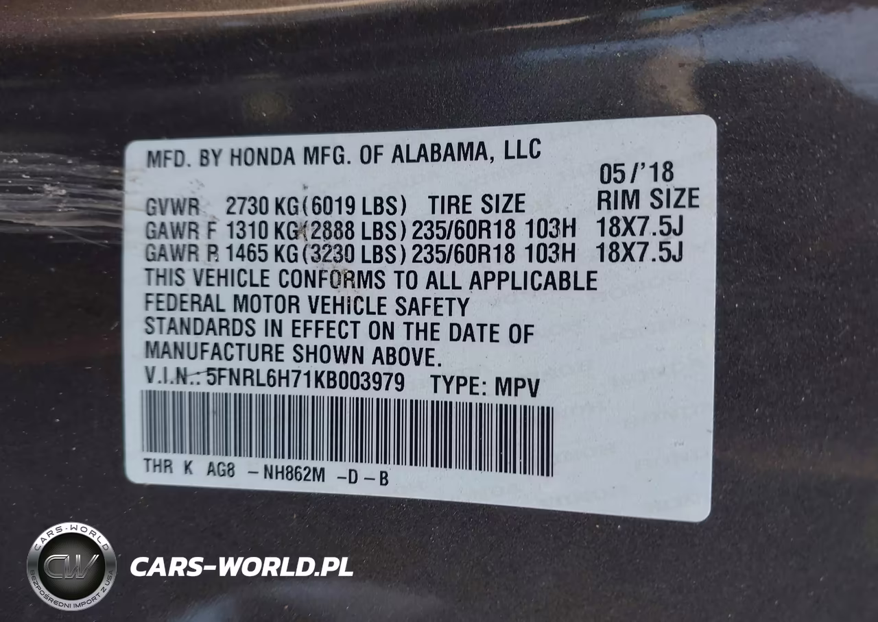 2019 Honda Odyssey Ex-L VIN:5FNRL6H71KB003979 - 9