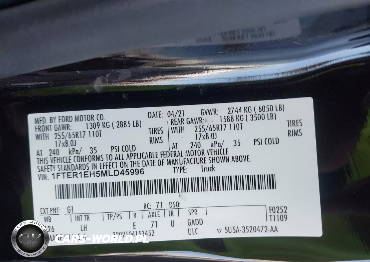 2021 Ford Ranger Xl VIN:1FTER1EH5MLD45996 - 9