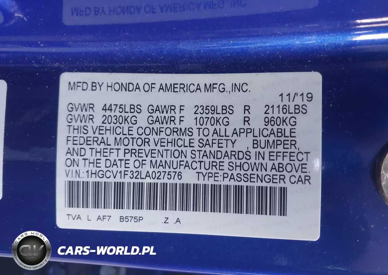 2020 Honda Accord Sport VIN:1HGCV1F32LA027576 - 9