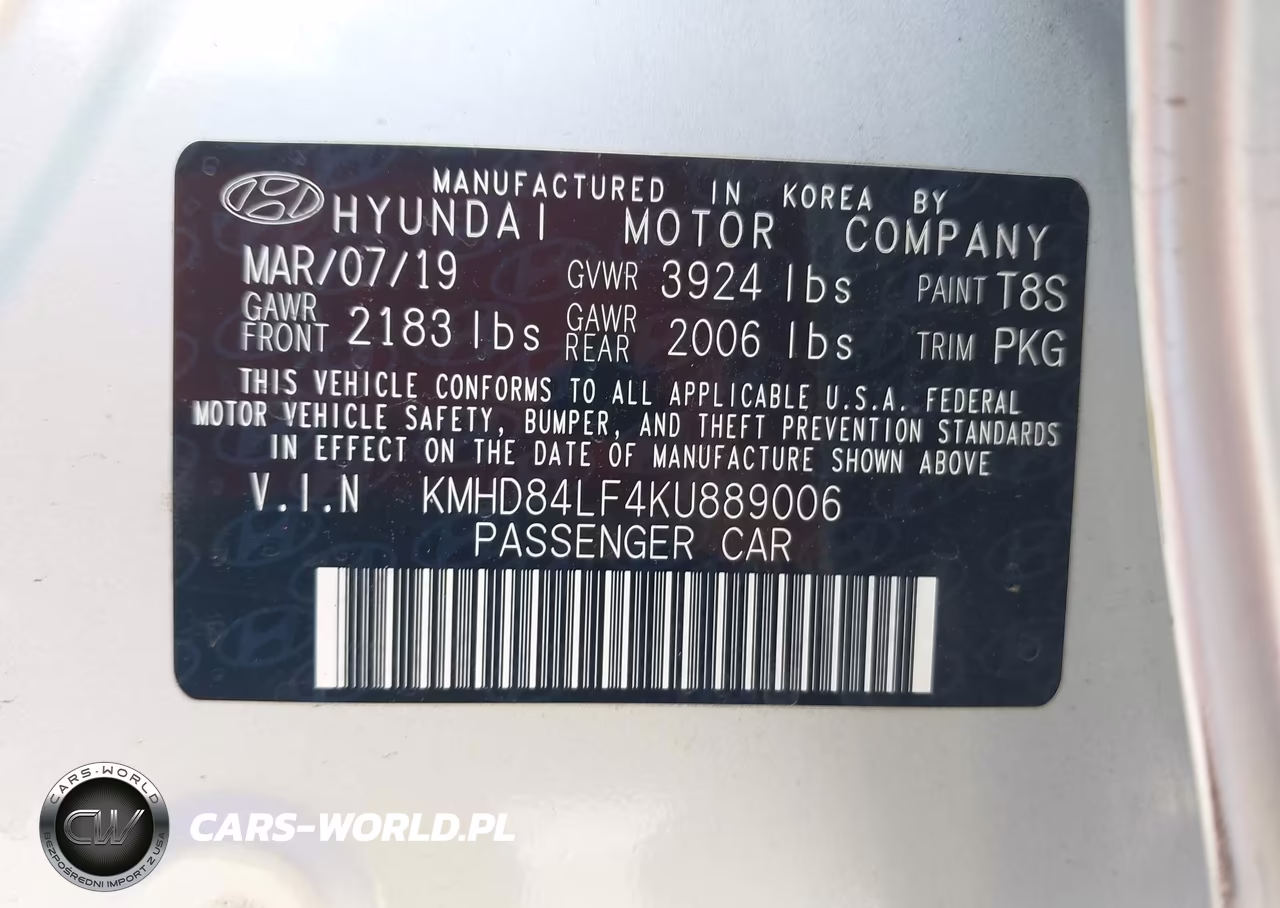 2019 Hyundai Elantra Sel VIN:KMHD84LF4KU889006 - 9
