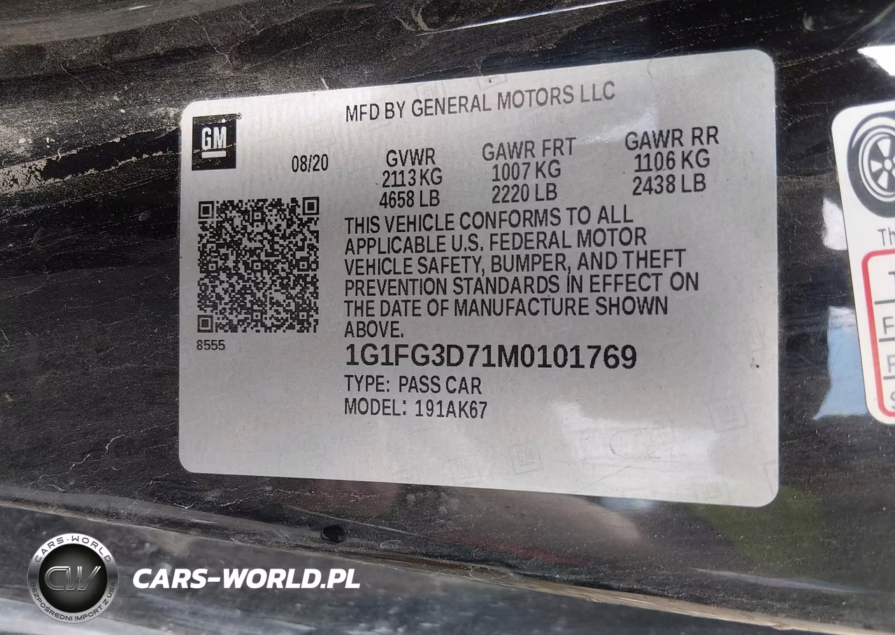 2021 Chevrolet Camaro Rwd 2Ss VIN:1G1FG3D71M0101769 - 9