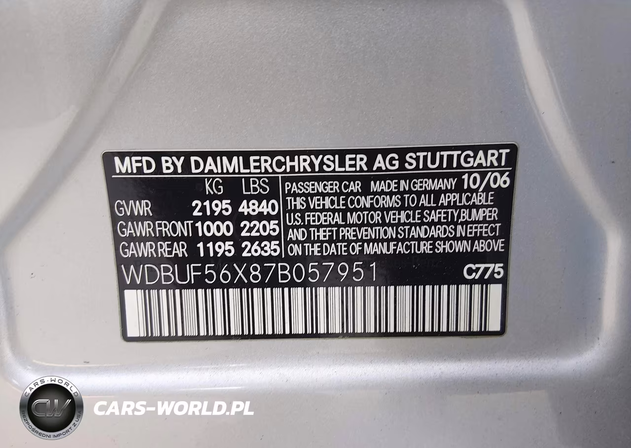 2007 Mercedes-Benz E 350 VIN:WDBUF56X87B057951 - 9