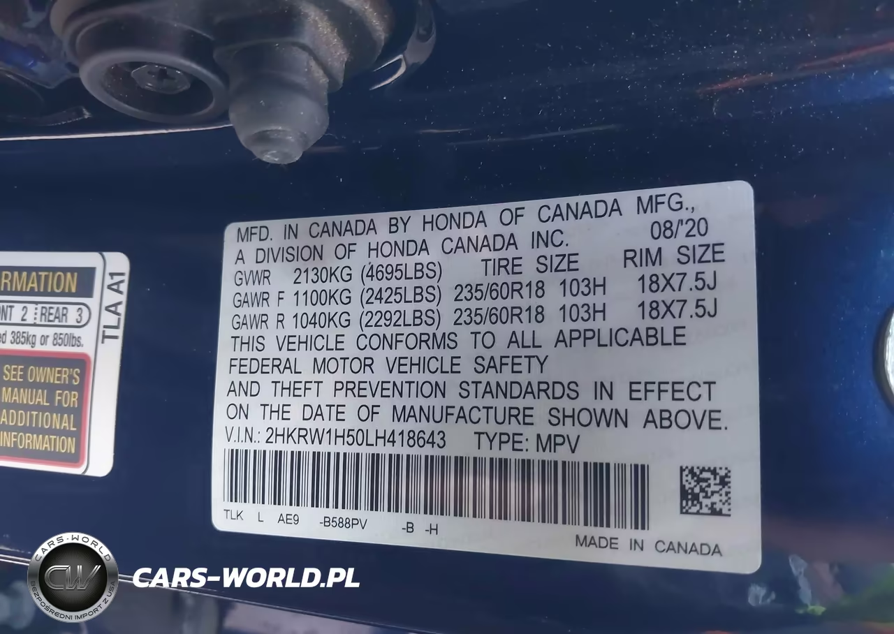 2020 Honda Cr-V 2Wd Ex VIN:2HKRW1H50LH418643 - 9