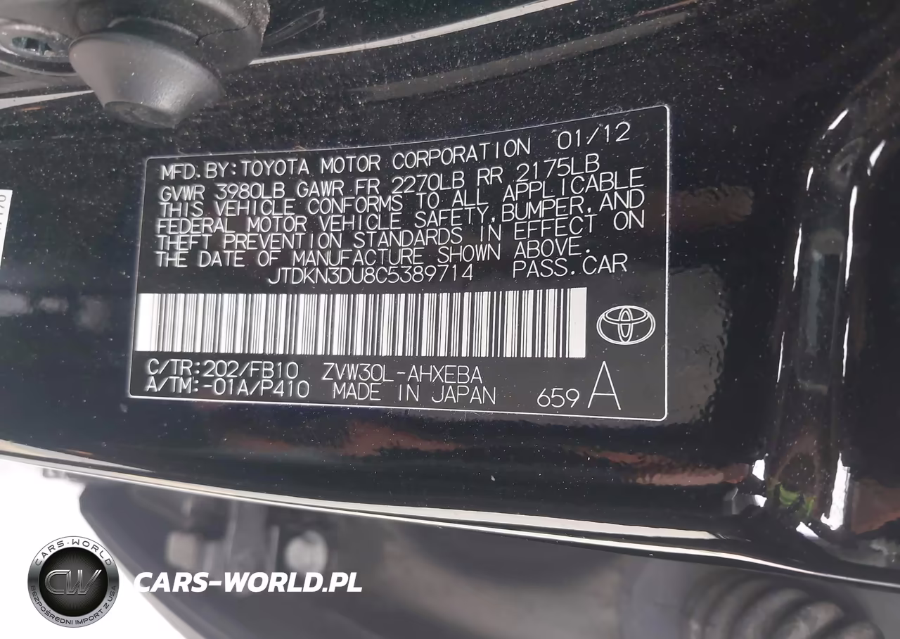 2012 Toyota Prius Two VIN:JTDKN3DU8C5389714 - 9