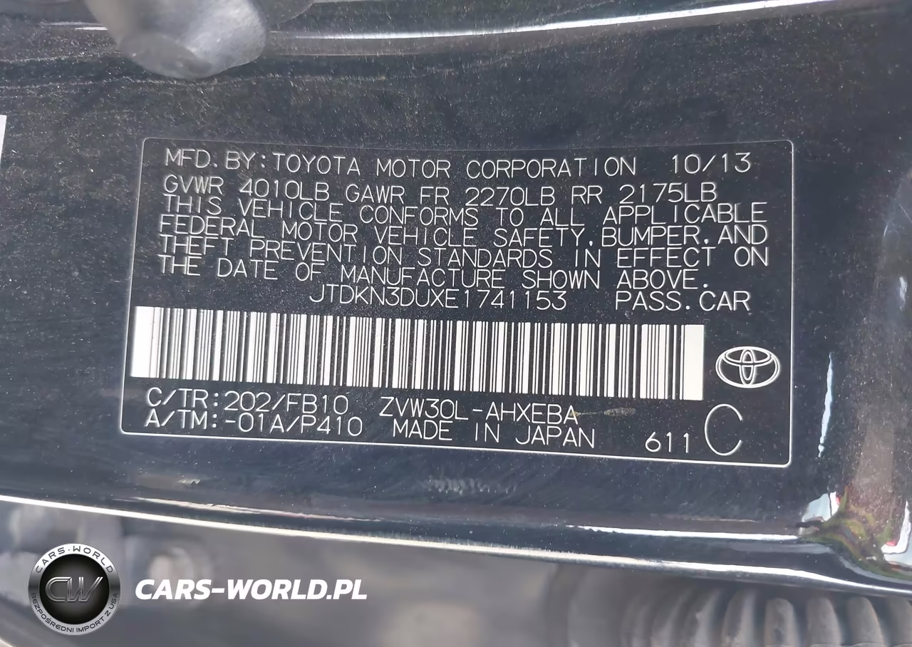 2014 Toyota Prius Two VIN:JTDKN3DUXE1741153 - 9