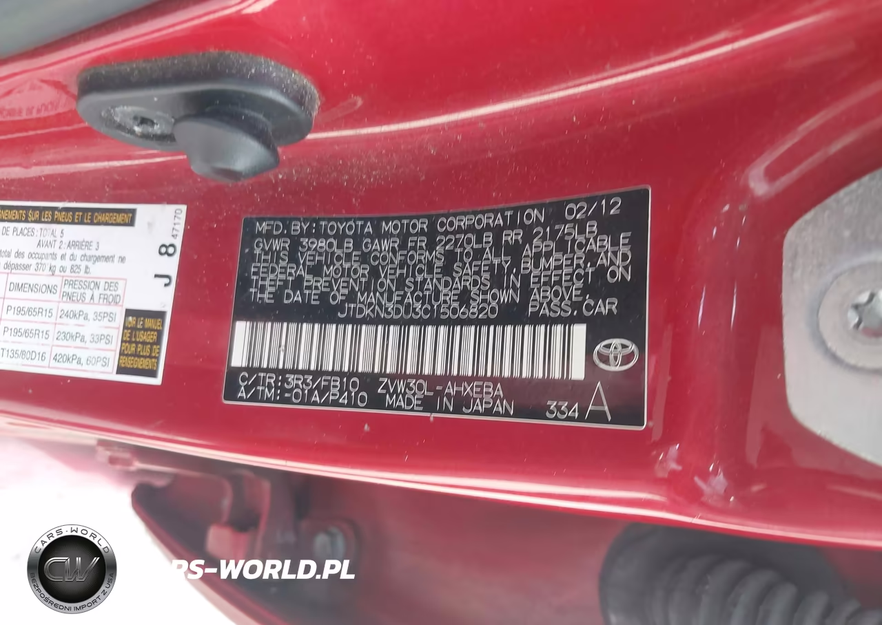 2012 Toyota Prius Two VIN:JTDKN3DU3C1506820 - 9