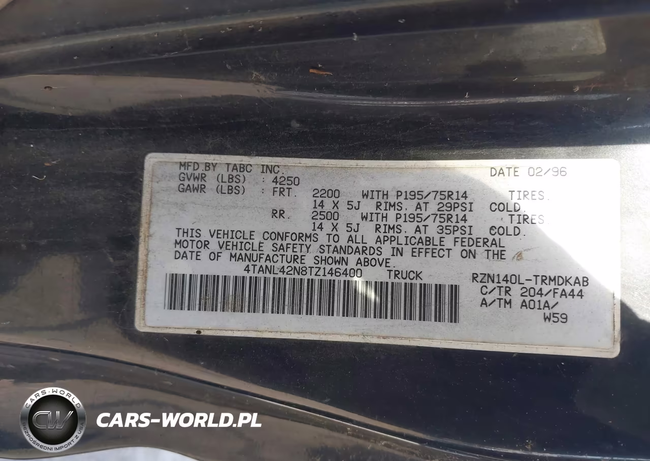 1996 Toyota Tacoma VIN:4TANL42N8TZ146400 - 9