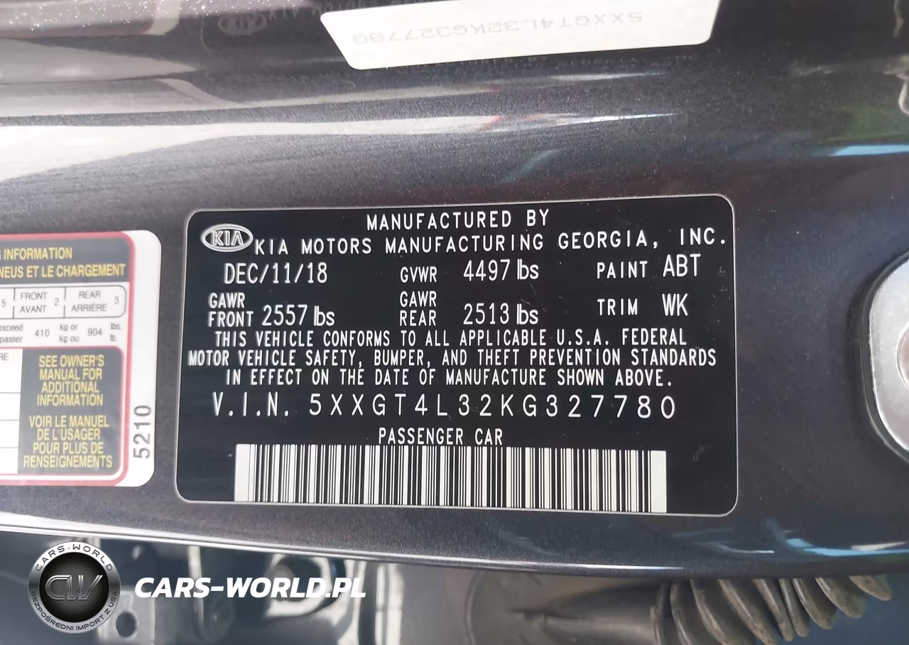 2019 Kia Optima S VIN:5XXGT4L32KG327780 - 9