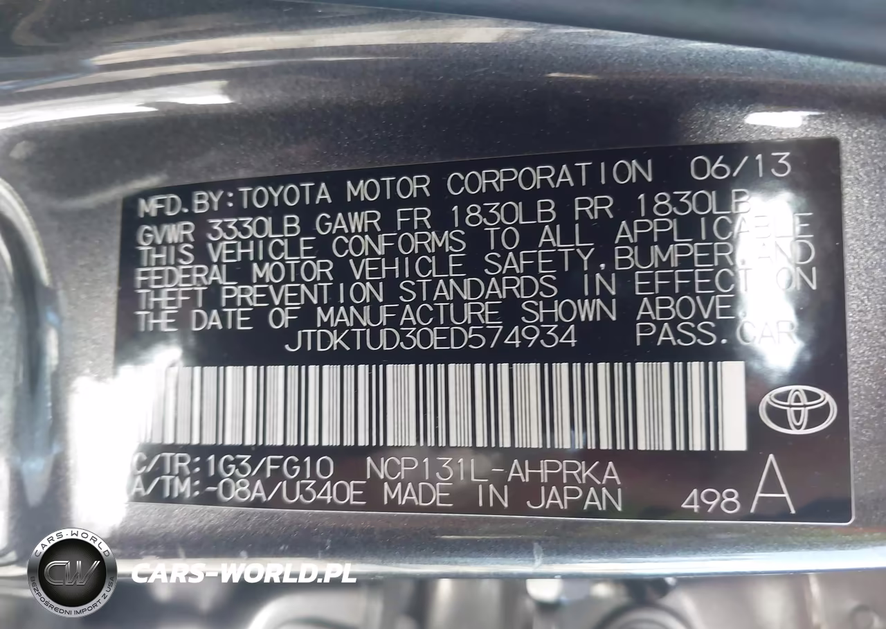 2014 Toyota Yaris Le (Tmc-Cbu Plant) VIN:JTDKTUD30ED574934 - 9