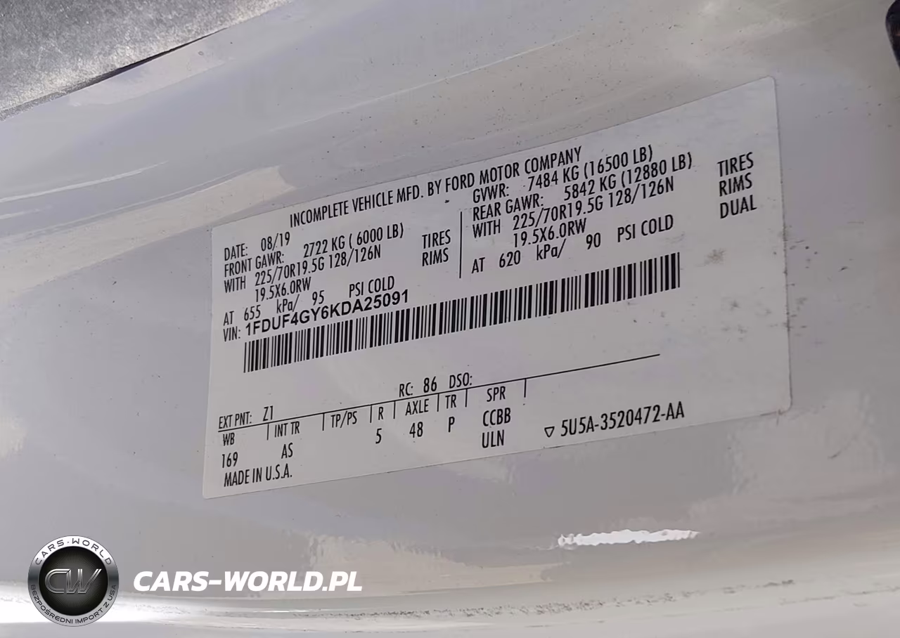 2019 Ford F-450 Chassis Xl VIN:1FDUF4GY6KDA25091 - 8