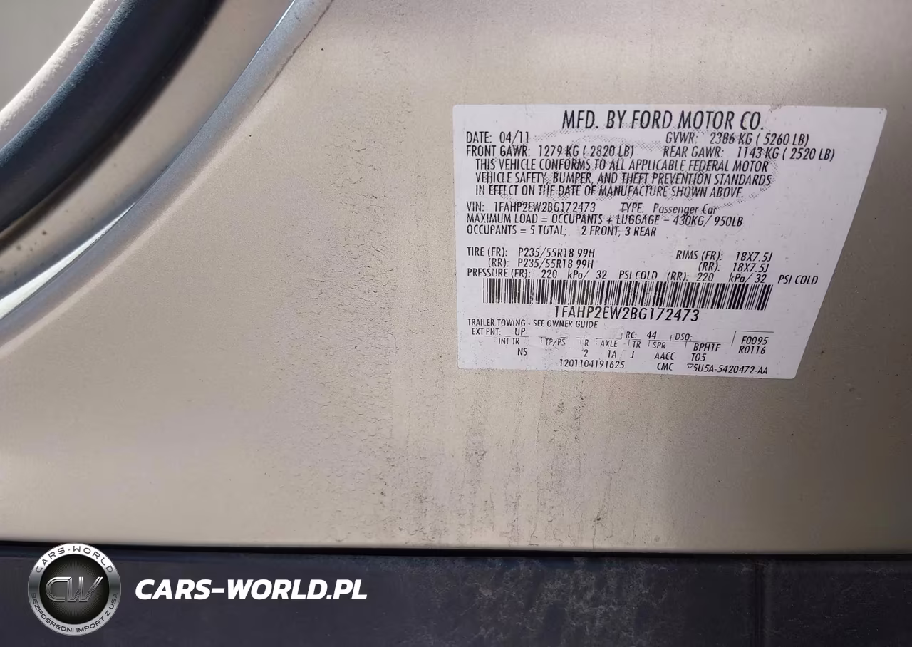 2011 Ford Taurus Sel VIN:1FAHP2EW2BG172473 - 9