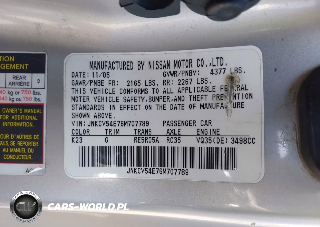 2006 Infiniti G35 VIN:JNKCV54E76M707789 - 9